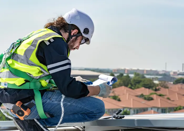 A Wesley Chapel roofing contractor giving a final inspection on a new replacement roof